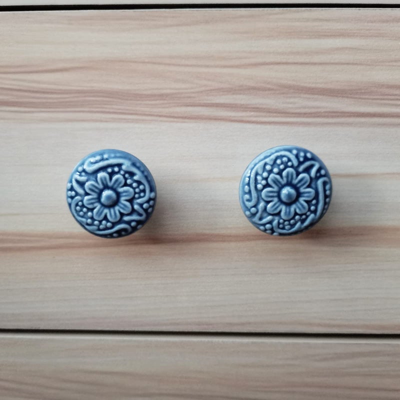 Geesatis 10 pcs Ceramic knobs Drawer Cabinet Pull Handle Knobs Furniture Decorative Pull Tool with Mounting Screws, Light Blue, 1.4 inch Diameter - Image 4